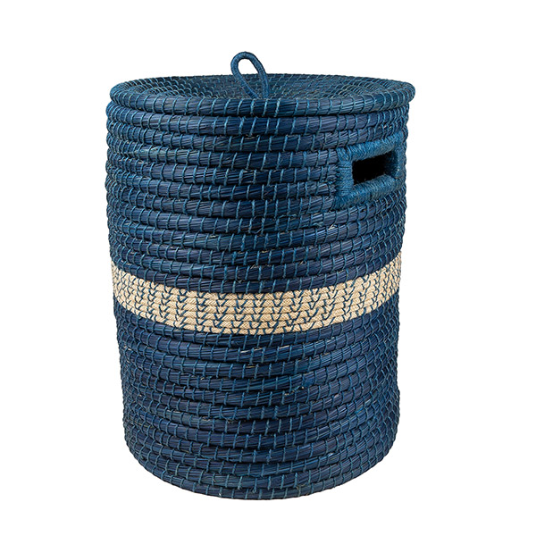 Wäschekorb 50cm AZUL flacher Deckel, Gras, Jute / CONTIGO Fairtrade Onlineshop
