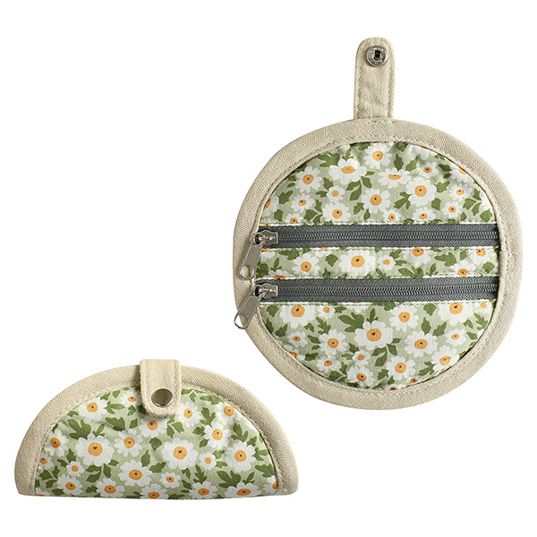 Faltetui rund DAISY, grün-cremeweiß, Baumwolle / CONTIGO Fairtrade Onlineshop