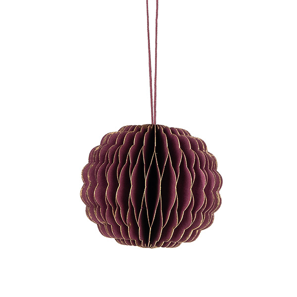 Papierdeko Origami 8cm SPHERE beere, Goldrand