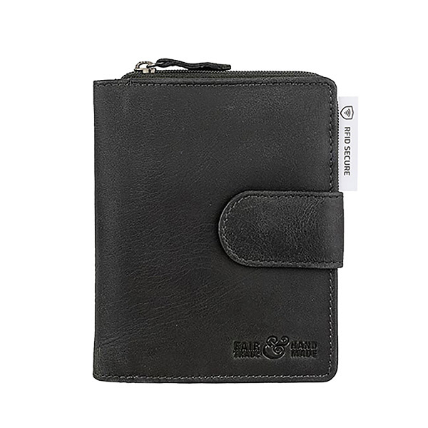 Börse OPULENCE 13x10cm Vintage schwarz RFID-secure, Leder / CONTIGO Fairtrade Onlineshop