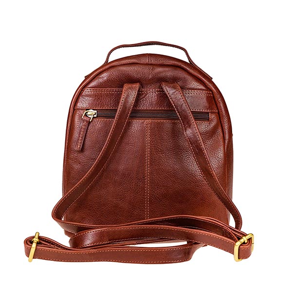 Rucksack Tumbled-ROUND kastanie, Rindsleder / CONTIGO Fairtrade Onlineshop