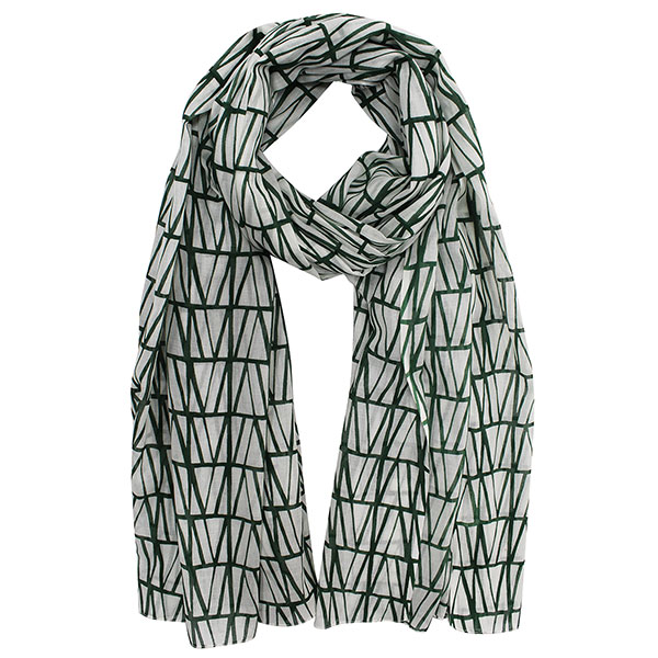 Schal GREEN STRIPE, 200x100cm, Bio-Baumwolle, handgemacht