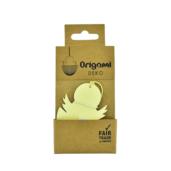 Papierdeko Osterküken ORIGAMI, klein, 7 cm, weiß-buttergelb, Papier / CONTIGO Fairtrade Onlineshop