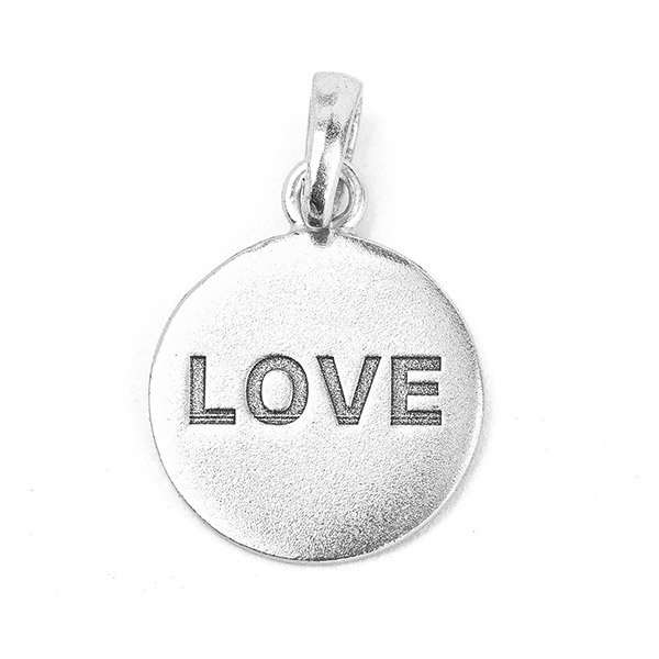 Anhänger, Plättchen LOVE, Mix&Match, versilbert / CONTIGO Fairtrade Onlineshop