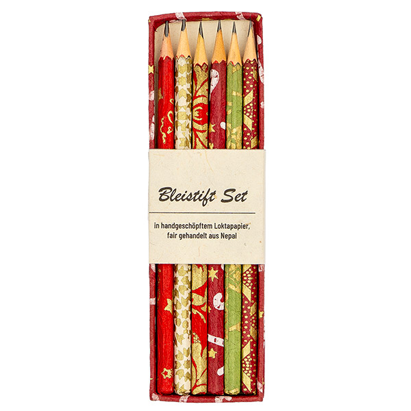 Stifte 6er-Set Box, XMAS bunt, Loktapapier / CONTIGO Fairtrade Onlineshop