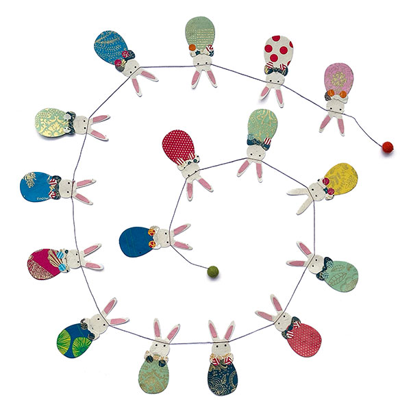 Girlande OSTERHASEN, 180 cm, bunt Loktapapier, handgeschöpft / CONTIGO Fairtrade Onlineshop
