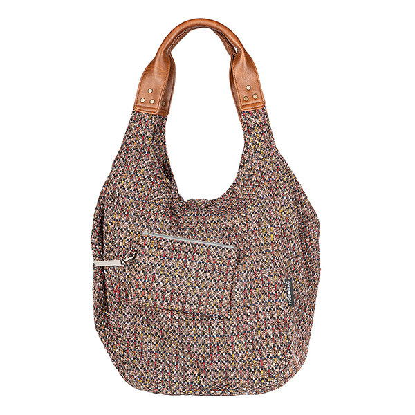 Tasche HOBOBAG strawberry tweed, braun-rot-schoko, Wollmix