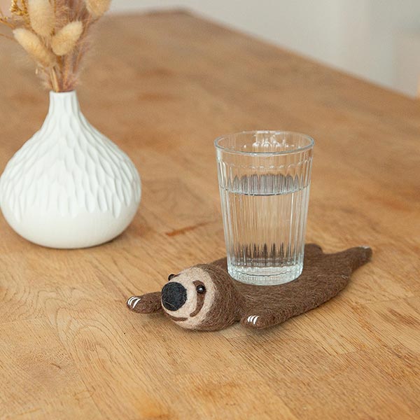 Glasuntersetzer FAULTIER, Wollfilz / CONTIGO Fairtrade Onlineshop