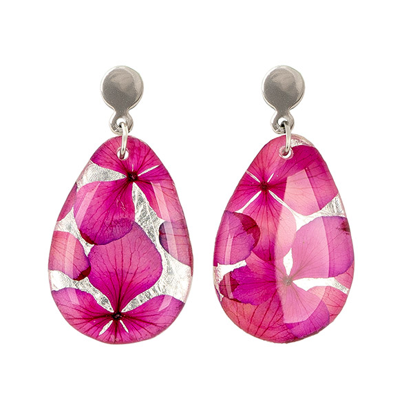 Ohrringe Drop BLÜTEN pink-rot, Edelstahl / CONTIGO Fairtrade Onlineshop