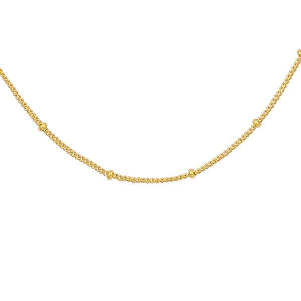 Halskette fein mit Perlchen Gold 44cm, Kupfer vergoldet / CONTIGO Fairtrade Onlineshop