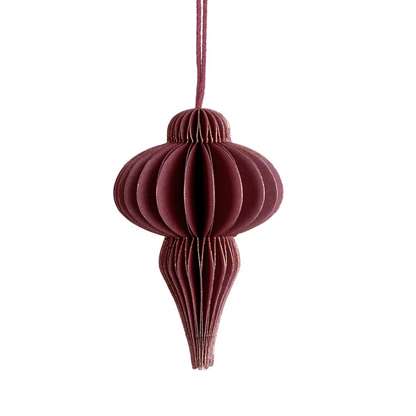 Papierdeko Origami CONE, 7,5 cm, weinrot, Goldrand / CONTIGO Fairtrade Onlineshop