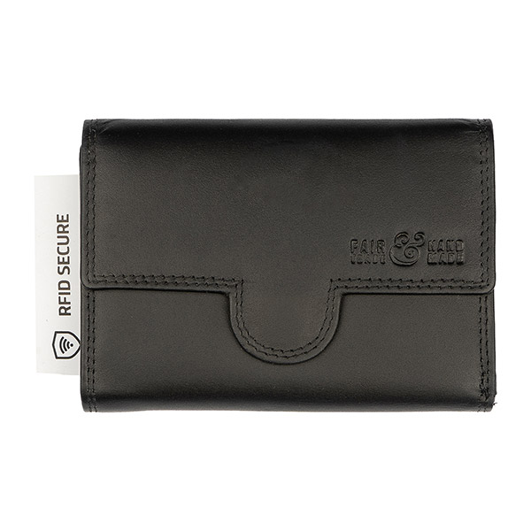 Börse LUXUS 9x13cm vintage schwarz RFID-secure, Rindsleder / CONTIGO Fairtrade Onlineshop