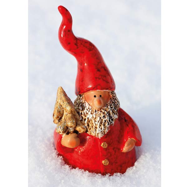 Grußkarte M hoch Weihnachtsmann im Schnee
