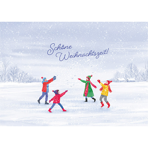 Grußkarte M Schneeballschlacht / CONTIGO Fairtrade Onlineshop