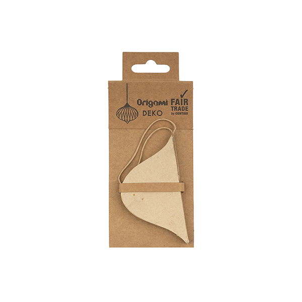Papierdeko Origami 9cm ONION natur, Goldrand / CONTIGO Fairtrade Onlineshop