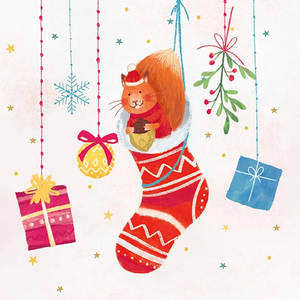 Grußkarte S Weihnachtshörnchen