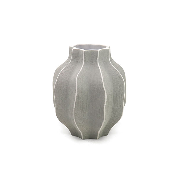 Vase MAFA S, 17x19 cm, grau-weiß gestreift, Keramik, handgemacht