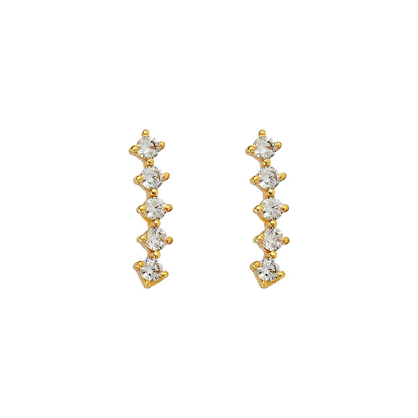 Ohrstecker, Earclimber Zirkonia, 22K vergoldet / CONTIGO Fairtrade Onlineshop
