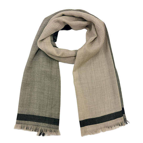 Webschal TARTAN, kariert, beige-grau, 180x70m, Wolle-Seide / CONTIGO Fairtrade Onlineshop