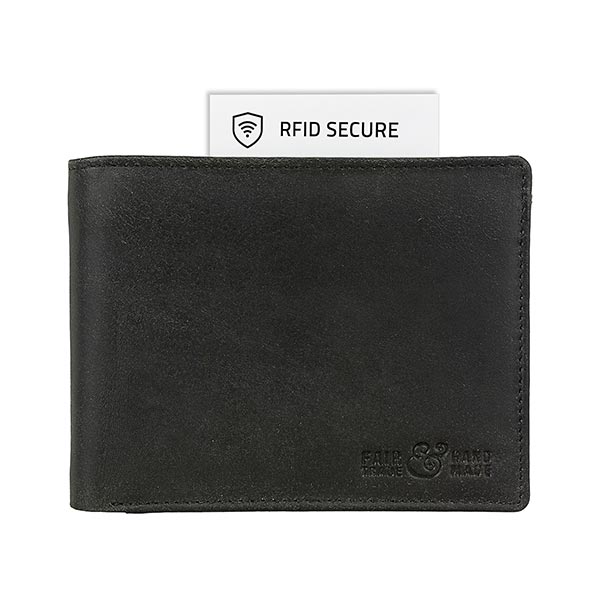 Börse Vintage-CASUAL 12 x 9,5cm RFID secure schwarz, Vintageleder