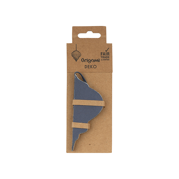 Papierdeko Origami DROP, 9 cm, dunkelblau, Goldrand / CONTIGO Fairtrade Onlineshop