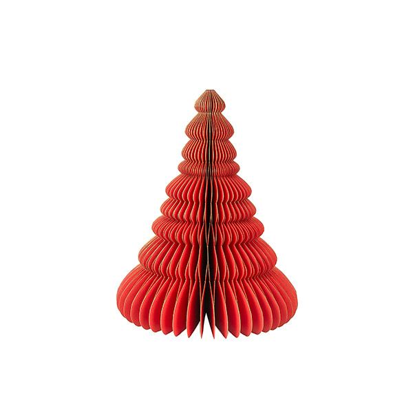 Weihnachtsbaum ORIGAMI 24 cm rot, Goldrand, Papier