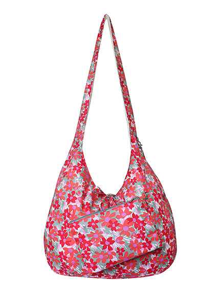 Wendetasche DAHLIA, rot-orange-weiß, bedruckte Baumwolle / CONTIGO Fairtrade Onlineshop