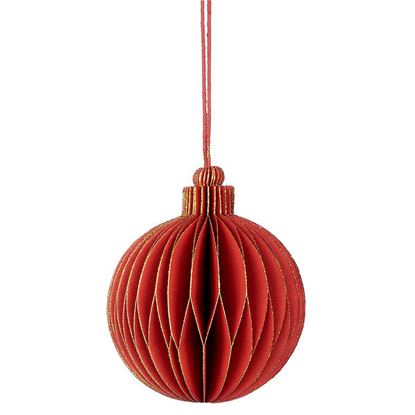 Papierdeko Origami 7,5cm GLOBE rot, Goldrand / CONTIGO Fairtrade Onlineshop