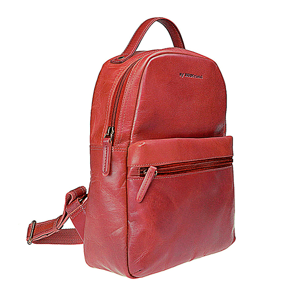 Rucksack Midi SPORTY rot, Ziegenleder / CONTIGO Fairtrade Onlineshop
