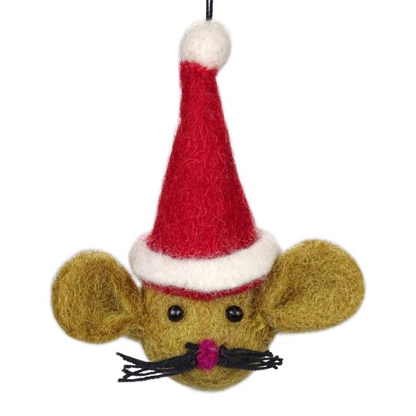 Baumschmuck SANTA MAUS 8cm braun, Wollfilz