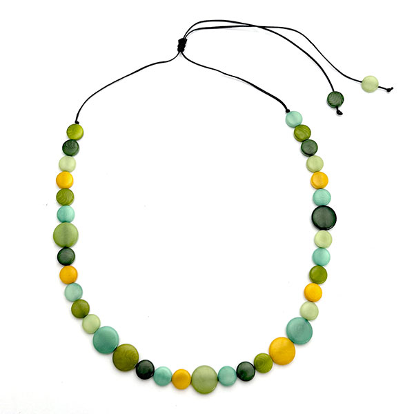 Halskette confetti grün safran, Tagua