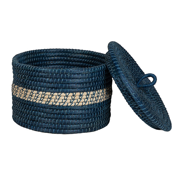 Aufbewahrungskorb 30x20cm AZUL mit Deckel, Gras, Jute / CONTIGO Fairtrade Onlineshop