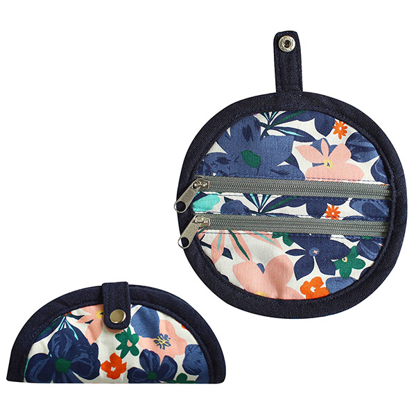 Faltetui rund LOTUS, dunkelblau-apricot, Baumwolle / CONTIGO Fairtrade Onlineshop
