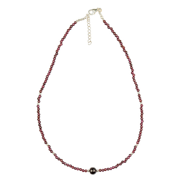 Halskette KUGELPERLE Granat und Silberperlchen / CONTIGO Fairtrade Onlineshop