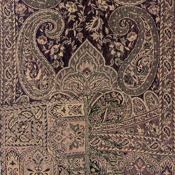 Schal PAISLEY aubergine-beige, 165x35cm Wolle / CONTIGO Fairtrade Onlineshop