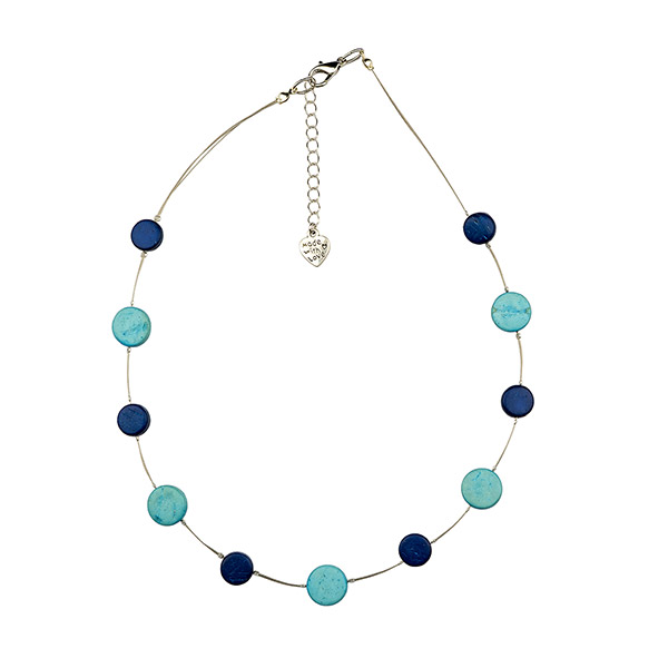 Halskette Reihe Blautöne, Kokosnuss / CONTIGO Fairtrade Onlineshop