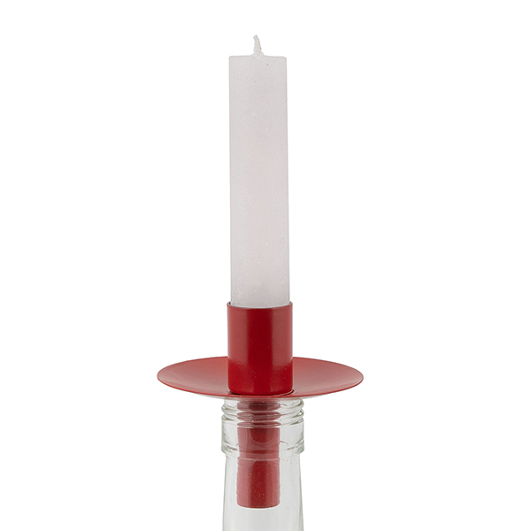 Kerzenhalter für Weinflaschen, BOTTLENECK, rot, Eisenblech / CONTIGO Fairtrade Onlineshop