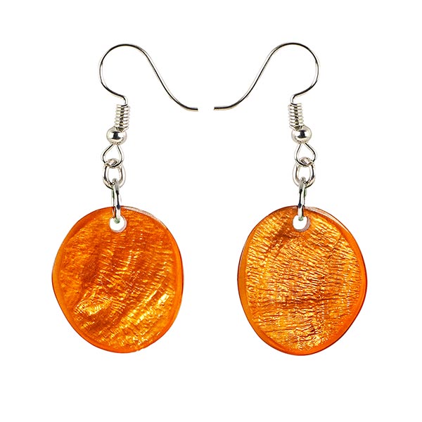 Ohrringe oval orange, Capiz