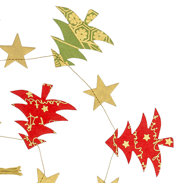 Girlande XMAS TREE grün-gold, 180cm, Loktapapier / CONTIGO Fairtrade Onlineshop