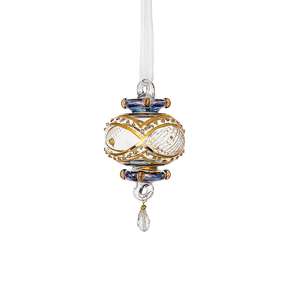 Glaskugel SELIN 6cm mit Kristall, nachtblau-gold
