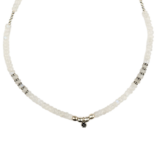 Halskette COLLIER Mondstein- und Silberperlchen / CONTIGO Fairtrade Onlineshop