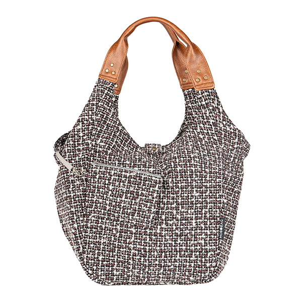 Tasche HOBOBAG brown pepper tweed , braun-weiß, Wollmix