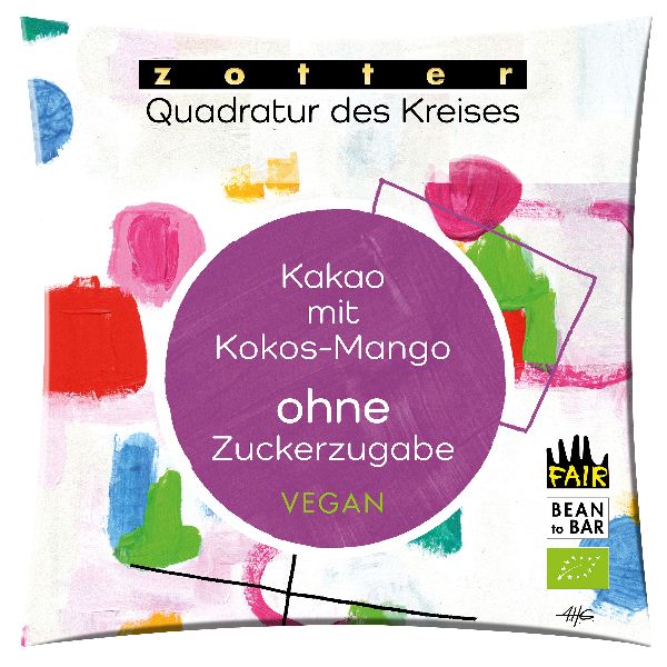 Quadratur Kakao Kokos-Mango mit Fruchtzucker 70g BIO vegan / CONTIGO Fairtrade Onlineshop