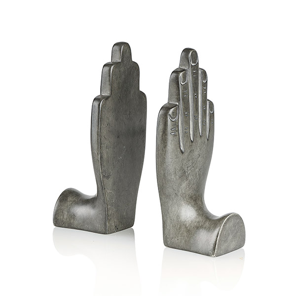 Buchstütze Hände 15cm dunkelgrau, Speckstein