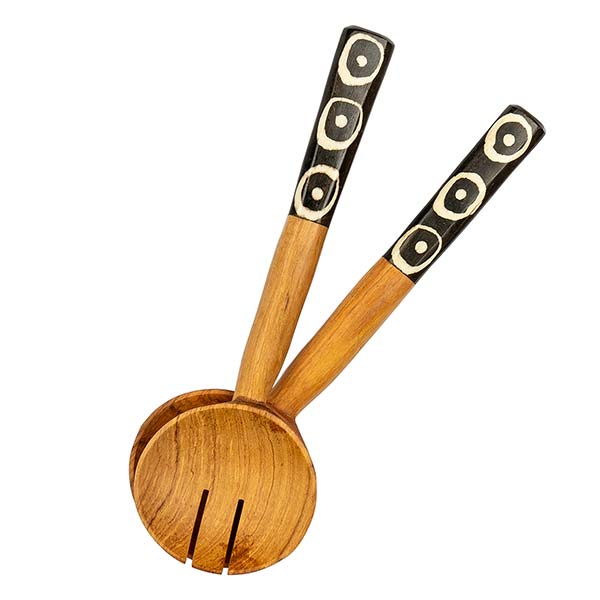 Salatbesteck 29cm BONE rund, Olivenholz / CONTIGO Fairtrade Onlineshop