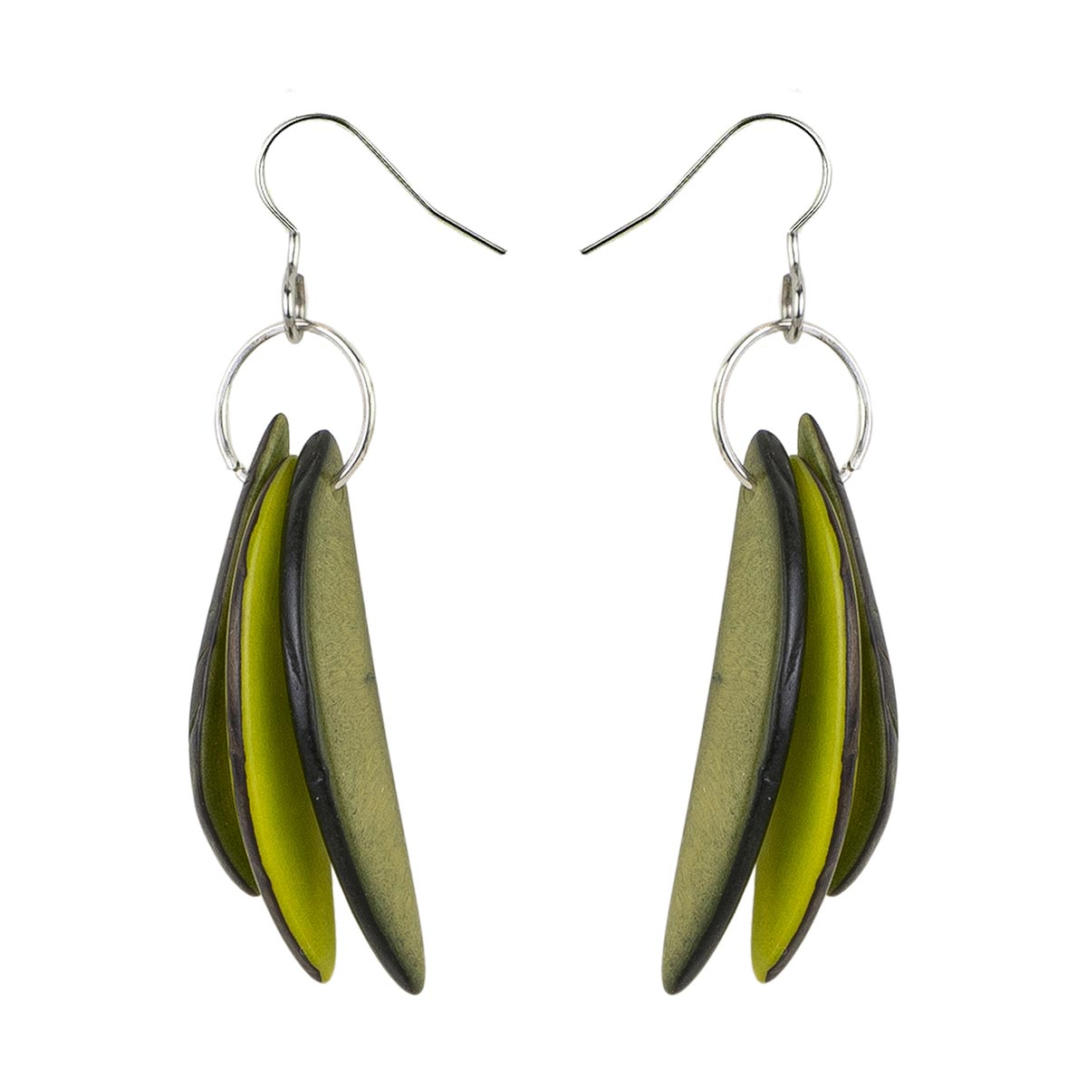 Ohrringe SLICES Grüntöne, Tagua