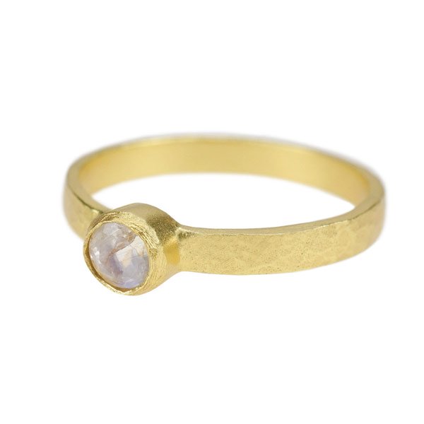 Ring Goldband Mondstein, 22K vergoldet