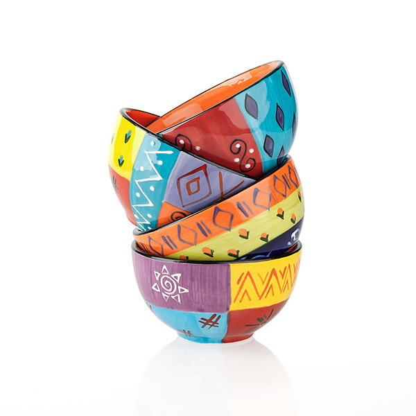 Dessertschale 10cm MULTICOLOURED E., Keramik Kapula / CONTIGO Fairtrade Onlineshop