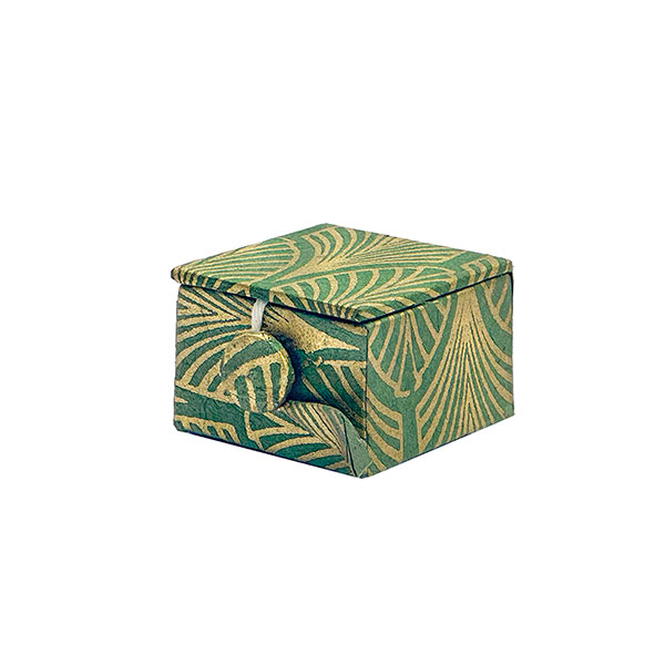 Geschenkbox FEATHERS piniengrün-gold, klein, Loktapapier
