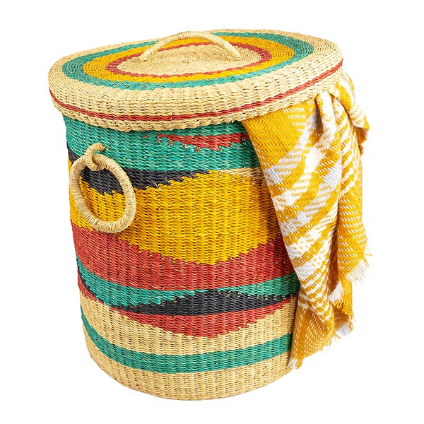 Bolga Wäschekorb 48cm COLOUR, Steppengras / CONTIGO Fairtrade Onlineshop